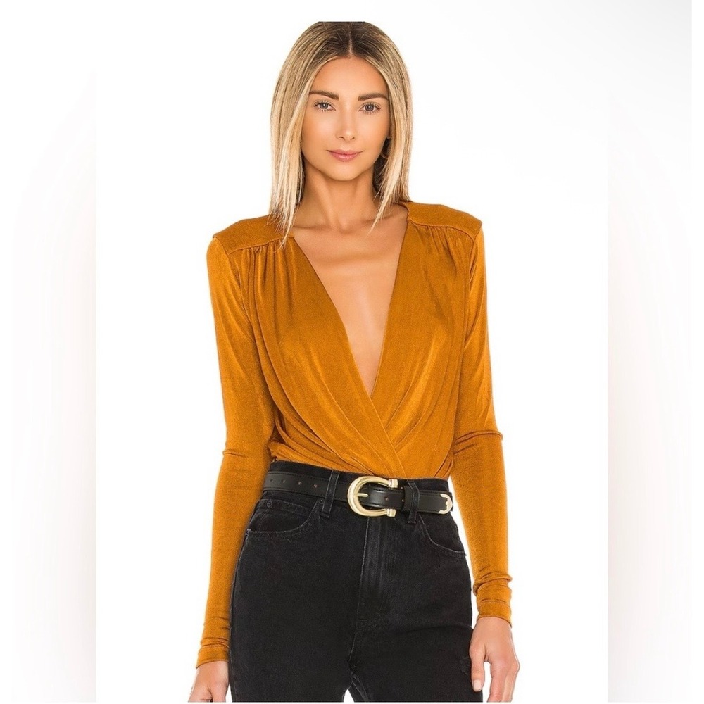 Intimately Free People Turnt Bodysuit Wrap Top Small Honey Ginger Party Travel